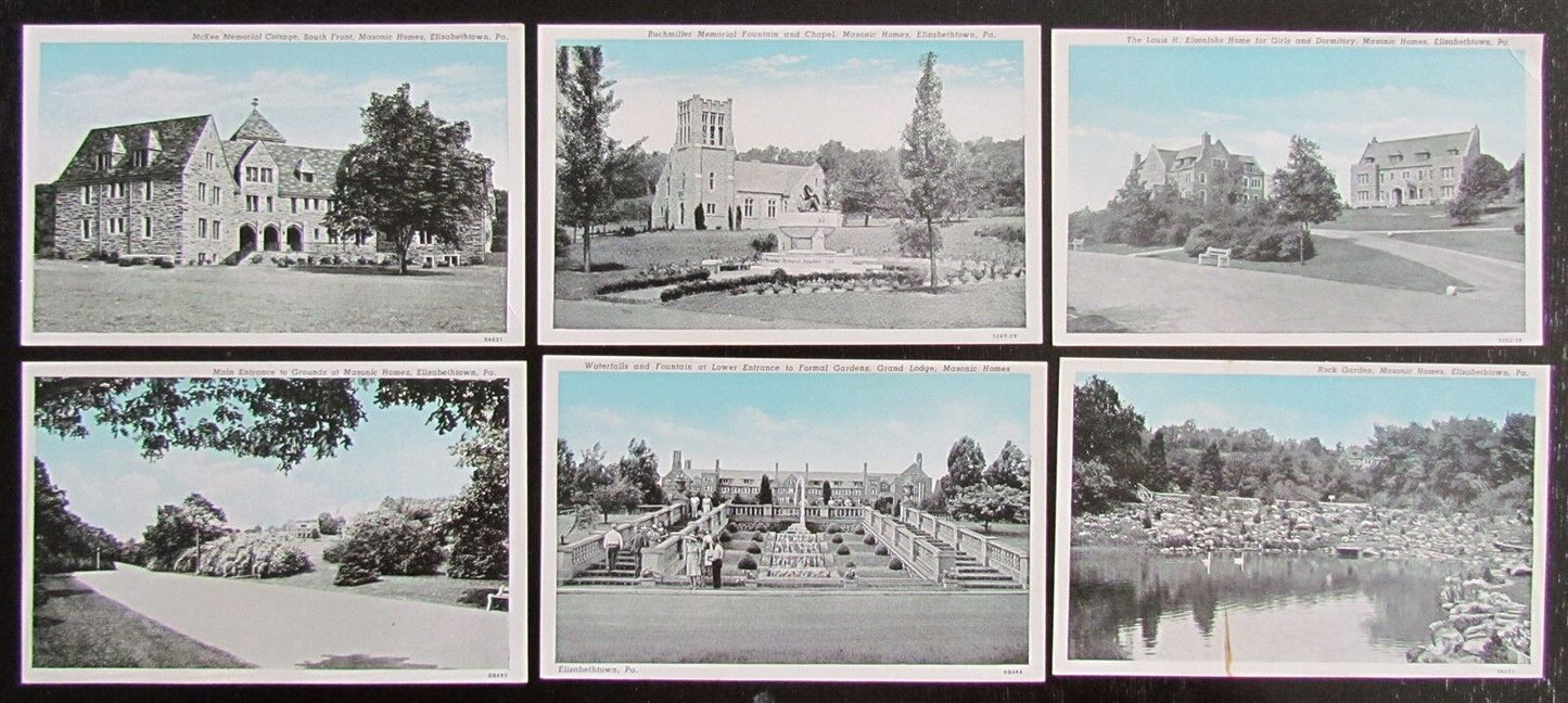 ELIZABETHTOWN PA MASONIC HOMES LOT OF 6 ANTIQUE POSTCARDS