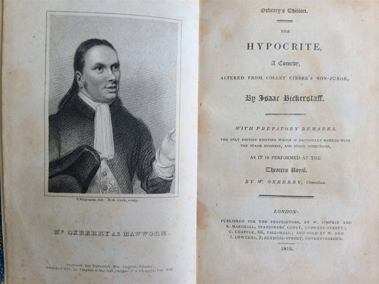 1818 HYPOCRITE A COMEDY by ISAAC BICKERSTAFF antique ILLUSTRATED