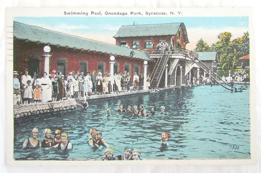 SWIMMING POOL ONONDAGA PARK SYRACUSE N.Y. VINTAGE 1927 POSTCARD