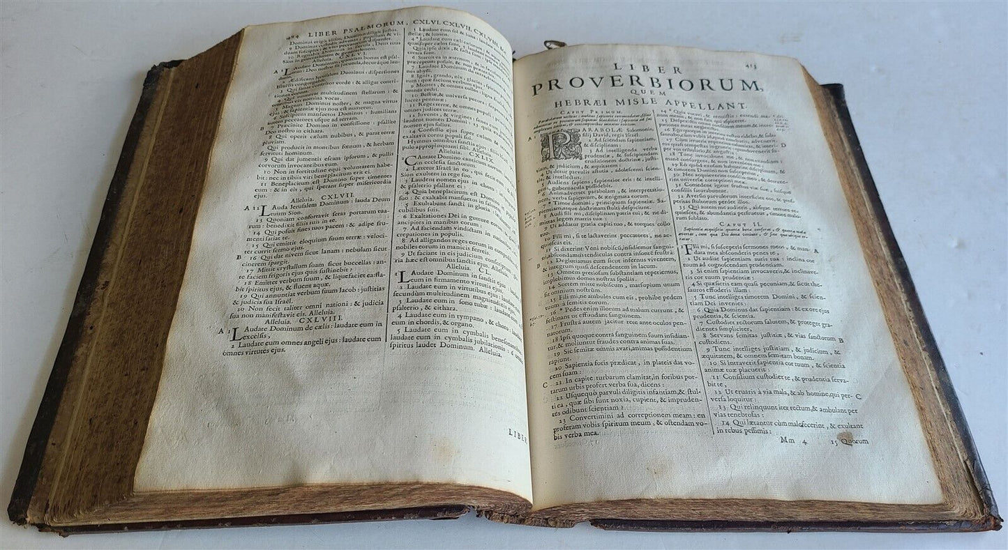 1675 BIBLE in LATIN ANTIQUE FOLIO printed in Lyon France