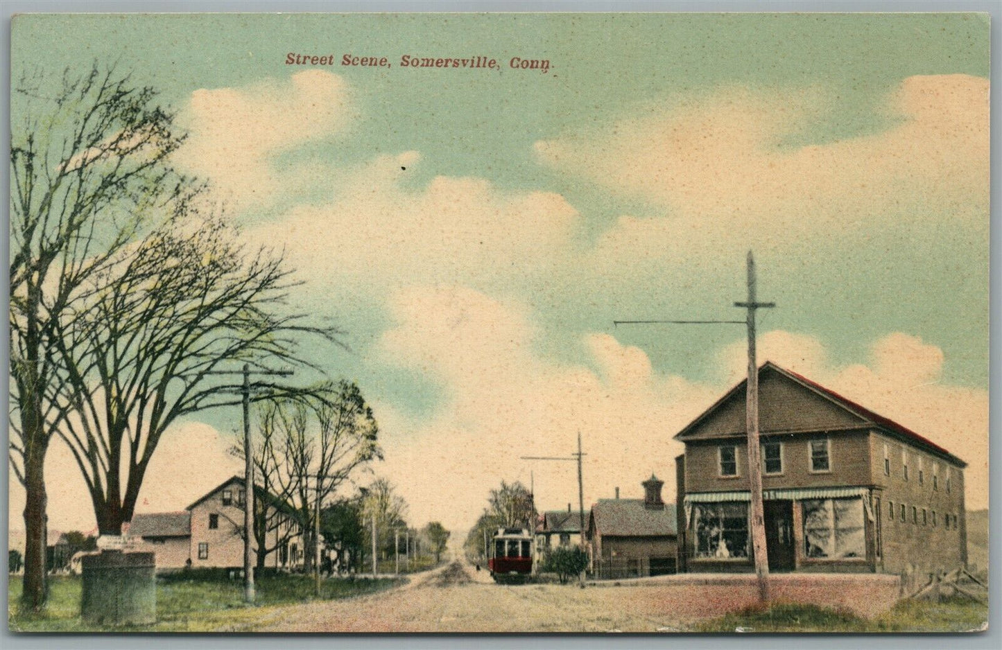 SOMERVILLE CT STREET SCENE ANTIQUE POSTCARD