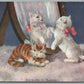 CAT & THE MIRROR ARTIST SIGNED ANTIQUE POSTCARD