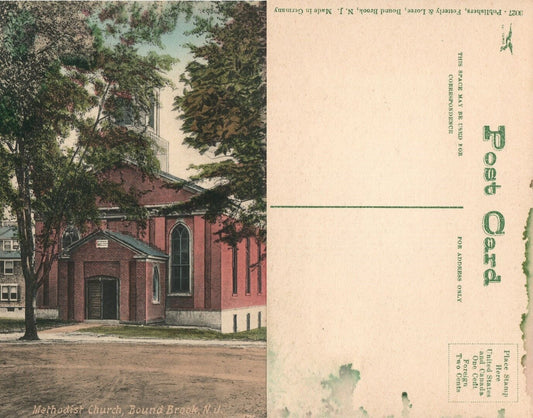 BOUND BROOK N.J. METHODIST CHURCH ANTIQUE POSTCARD