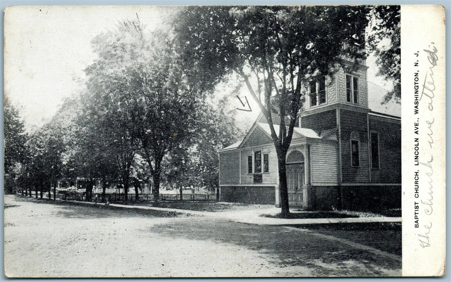 WASHINGTON NJ BAPTIST CHURCH LINCOLN ANTIQUE POSTCARD