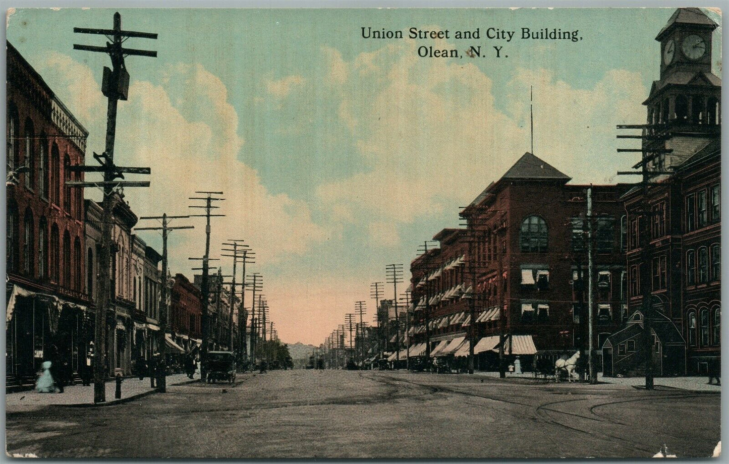 OLEAN NY UNION STREET ANTIQUE POSTCARD