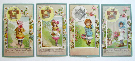 ORANGE MA GEORGE SCHIEDER SEWING MACHINES SET OF 4 ANTIQUE VICTORIAN TRADE CARDS