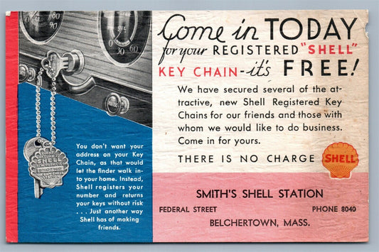 BELCHERTOWN MA SHELL AUTO SERVICE STATION ADVERTISING VINTAGE POSTCARD