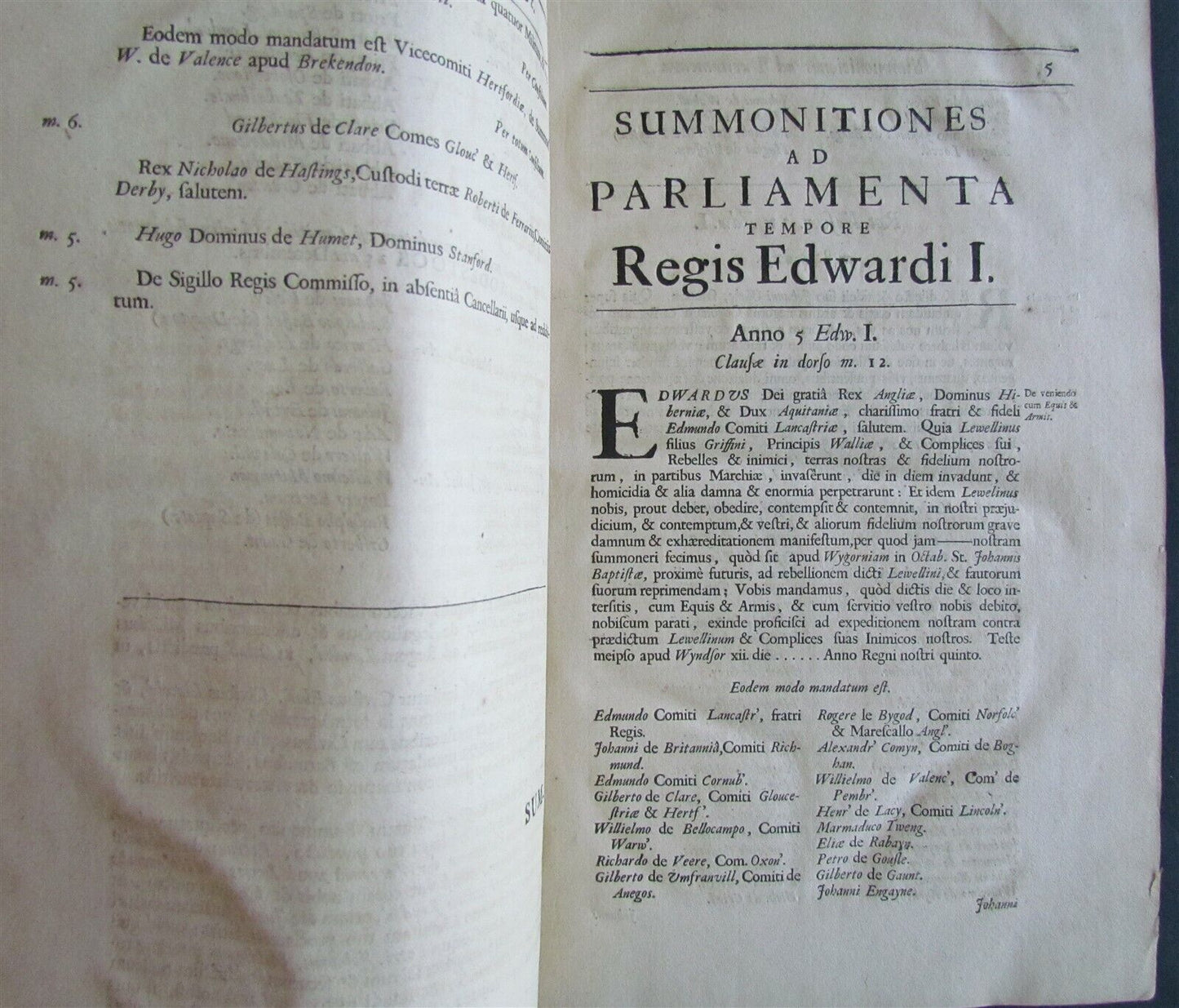 1685 SUMMONS of NOBILITY to PARLIAMENTS by William Dugdale antique London