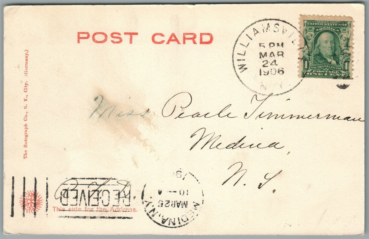 WILLIAMSVILLE NY BAPTIST CHURCH ANTIQUE POSTCARD