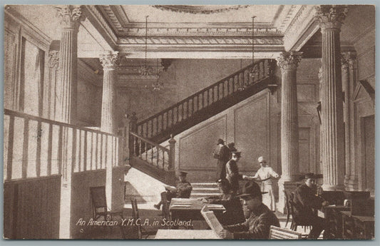 AMERICAN YMCA in SCOTLAND WWI ERA ANTIQUE POSTCARD