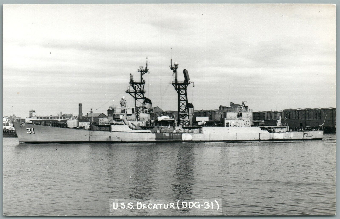 MILITARY SHIP US.S. DECATUR VINTAGE REAL PHOTO POSTCARD RPPC