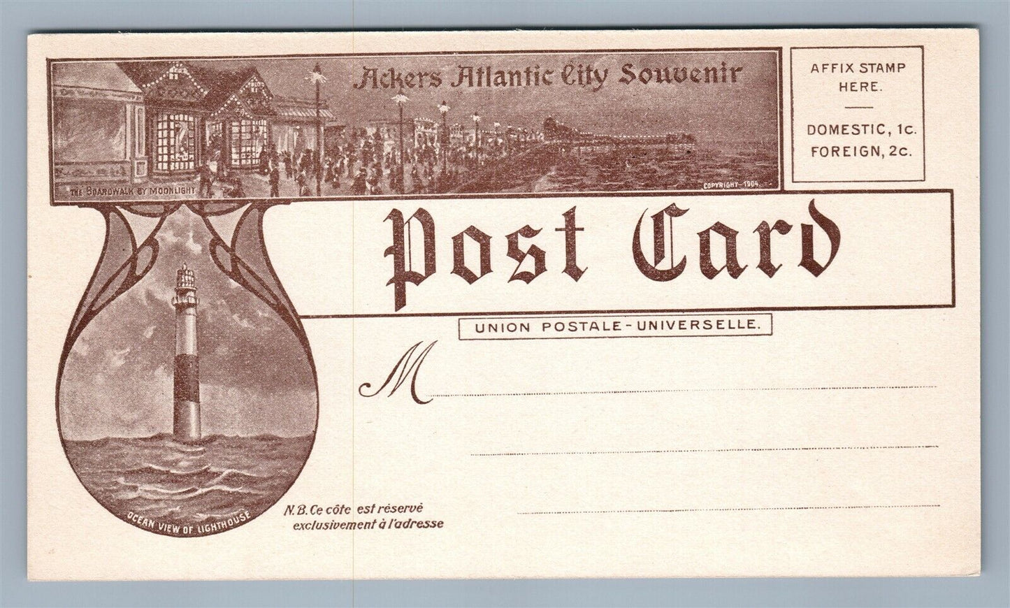SWISS CHOCOLATES ADVERTISING ANTIQUE REAL PHOTO POSTCARD RPPC ATLANTIC CITY NJ