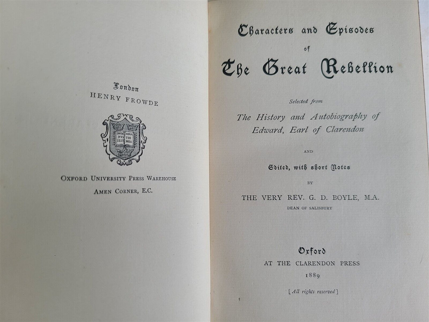 1889 CHARACTERS & EPISODES of GREAT REBELLION antique PRIZE BINDING