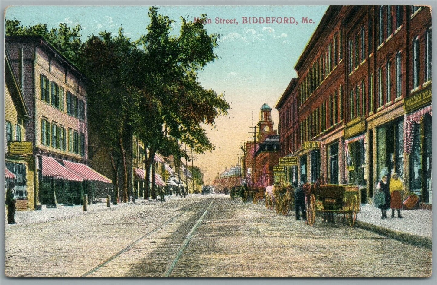 BIDDEFORD ME MAIN STREET ANTIQUE POSTCARD