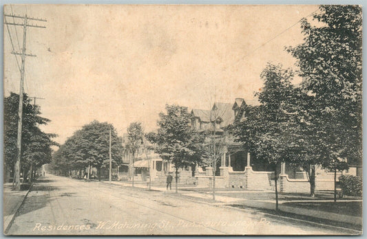 PUNXSUTAWNEY PA W.MAHONING STREET 1907 ANTIQUE POSTCARD w/ CORK CANCEL