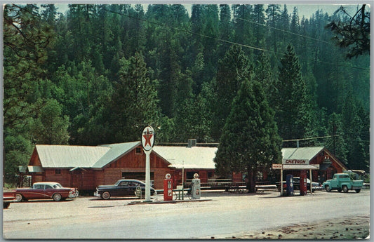 YOSEMITE CA HARDIN FLAT LODGE TEXACO GAS STATION VINTAGE POSTCARD