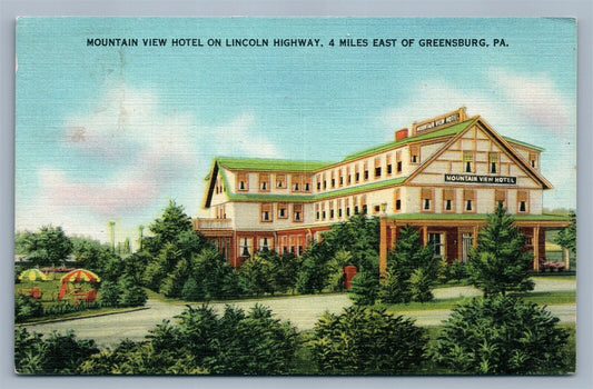 GREENSBURG PA MOUNTAIN VIEW HOTEL ADVERTISING VINTAGE POSTCARD