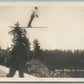 JUMPING SKIER SCENE ANTIQUE REAL PHOTO POSTCARD RPPC