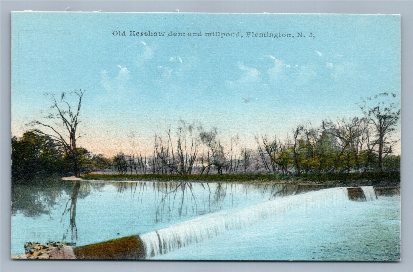 FLEMINGTON NJ OLD KERSHAW DAM & MILLPOND ANTIQUE POSTCARD