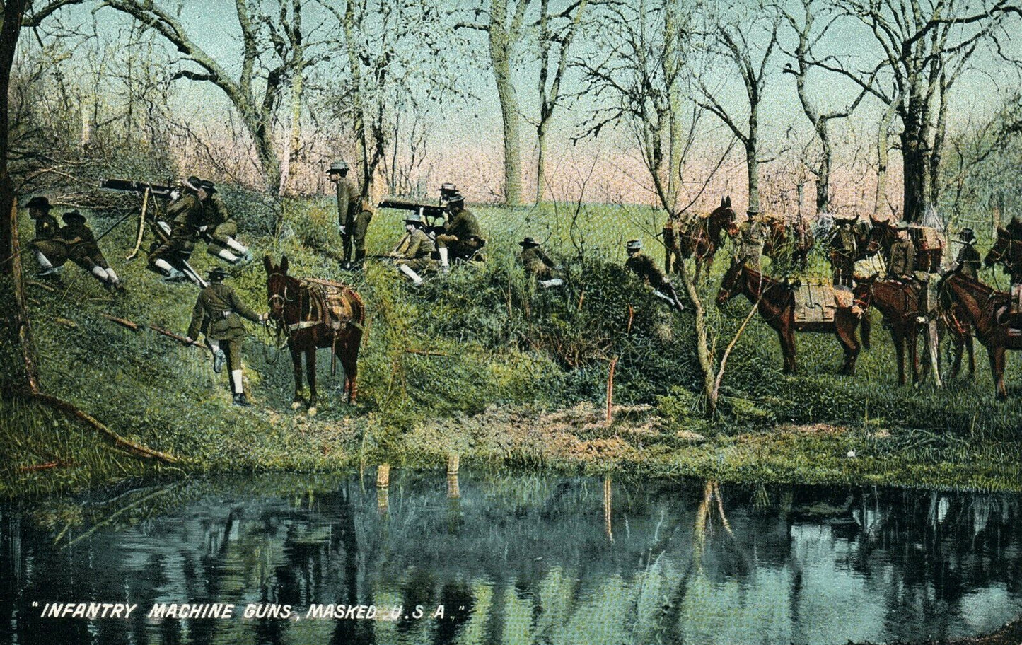 INFANTRY MACHINE GUNS ANTIQUE POSTCARD