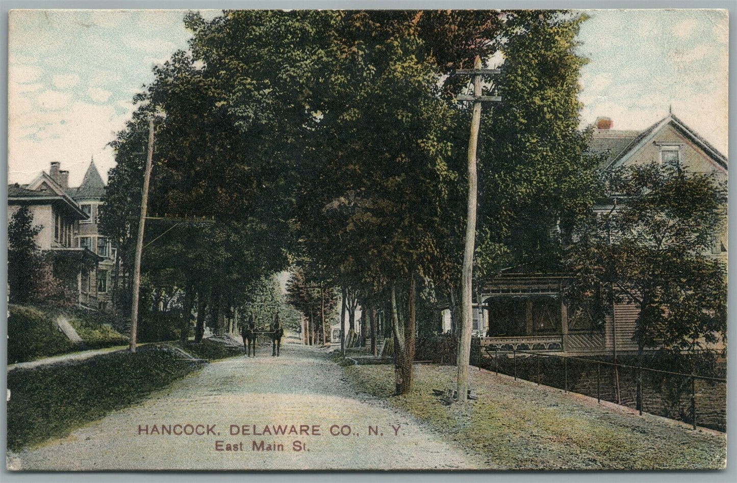 HANCOCK DELAWARE CO. NY EAST MAIN STREET ANTIQUE POSTCARD