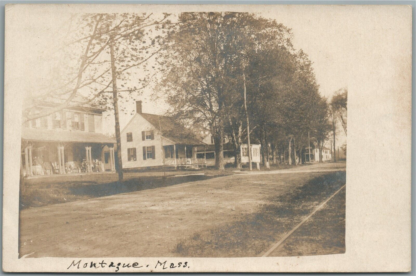 MONTAGUE MA STREET SCENE ANTIQUE REAL PHOTO POSTCARD RPPC