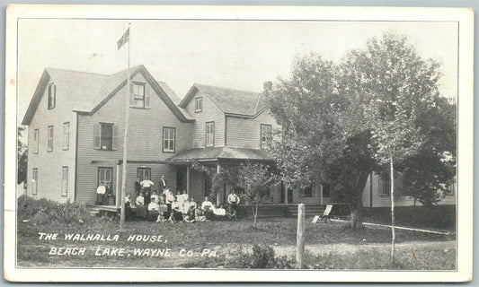 BEACH LAKE WAYNE CO. PA WALHALLA HOUSE ANTIQUE POSTCARD