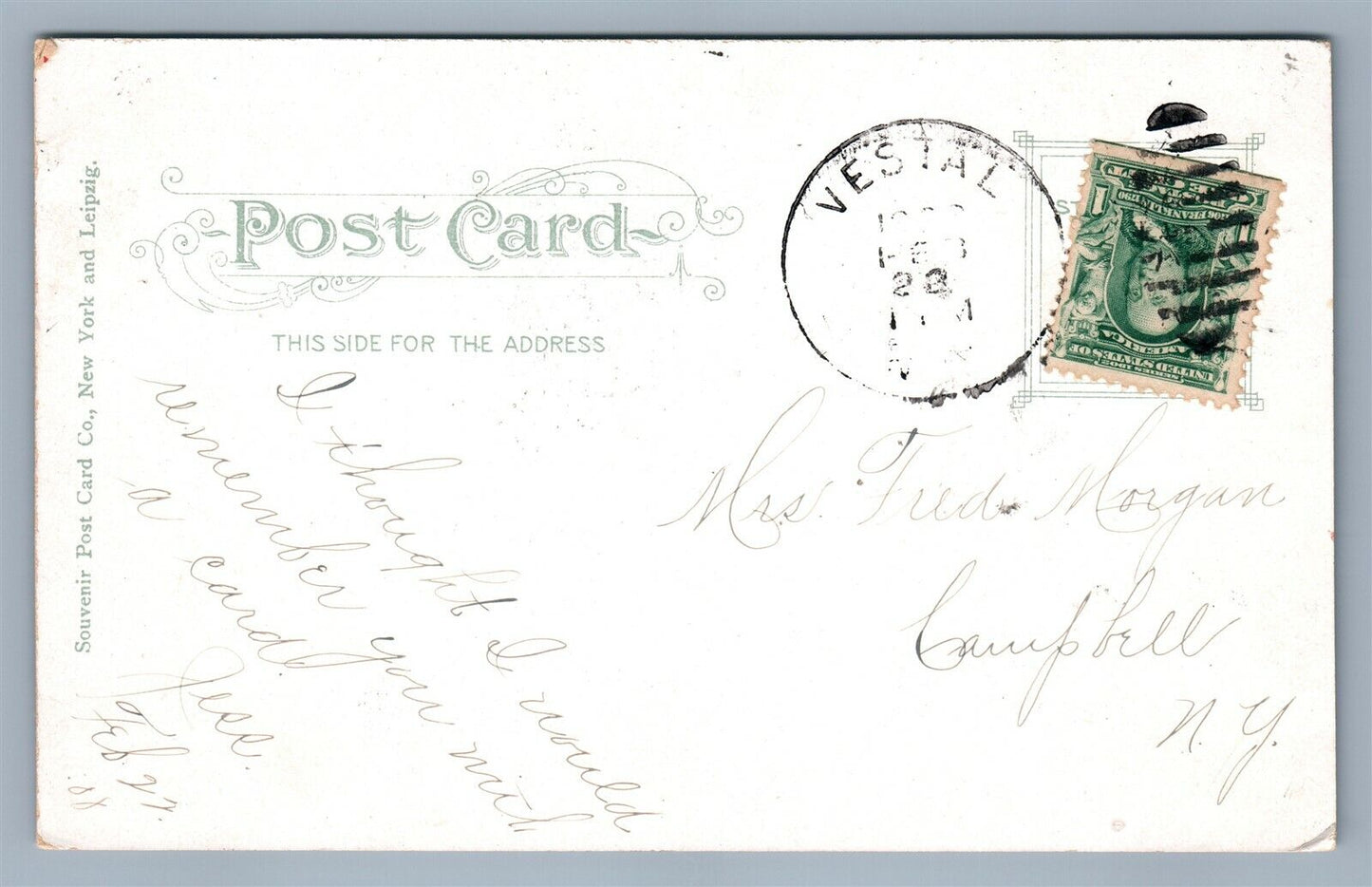 BINGHAMPTON NY COURT STREET ANTIQUE POSTCARD