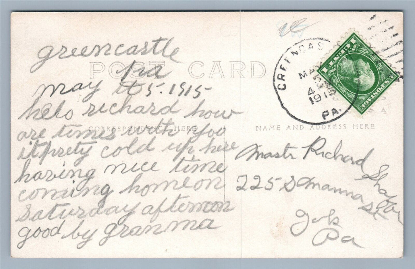 GREENCASTLE PA NEW POST OFFICE ANTIQUE REAL PHOTO POSTCARD RPPC