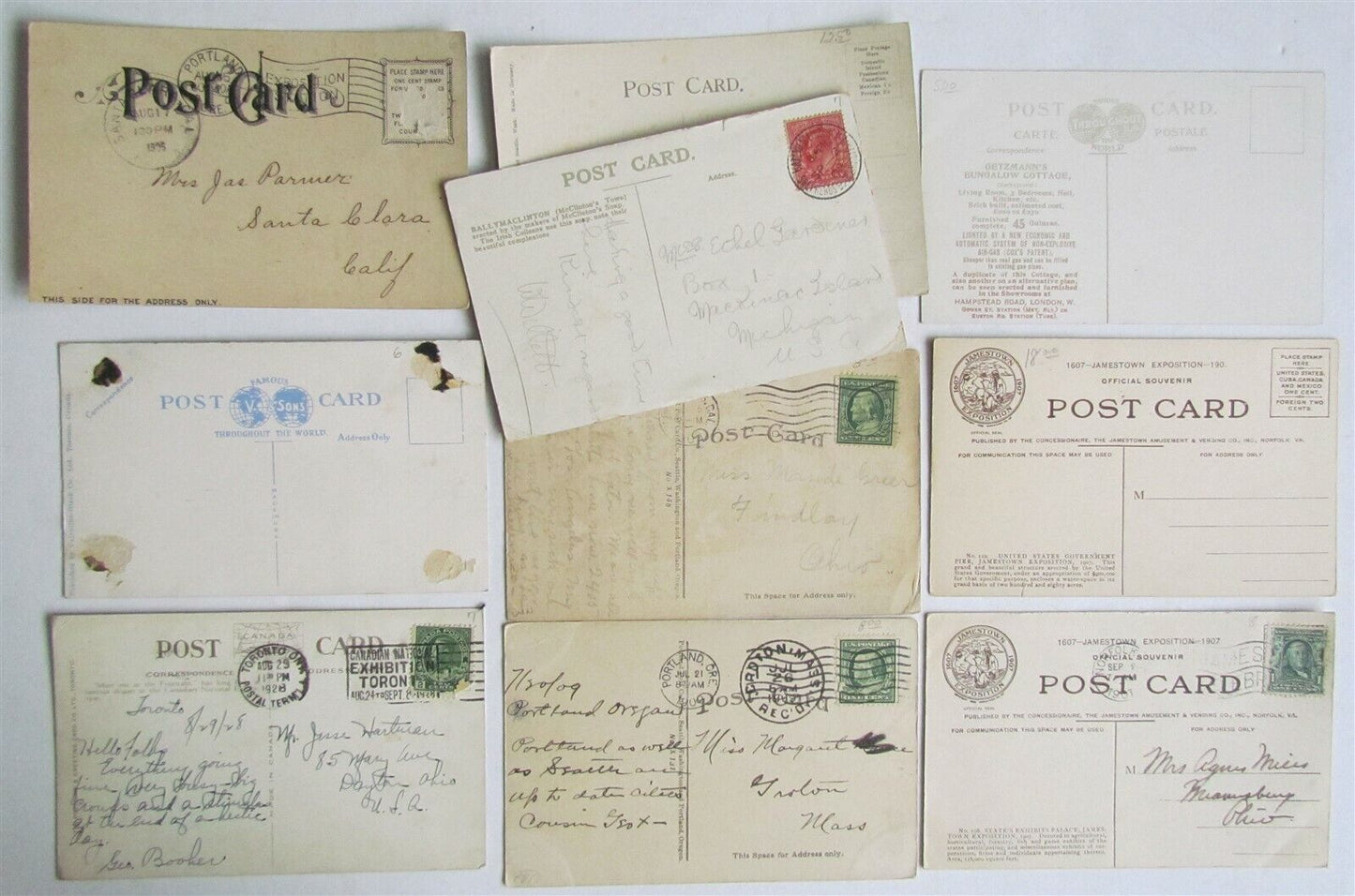 EXPOSITIONS lot of 10 ANTIQUE POSTCARDS