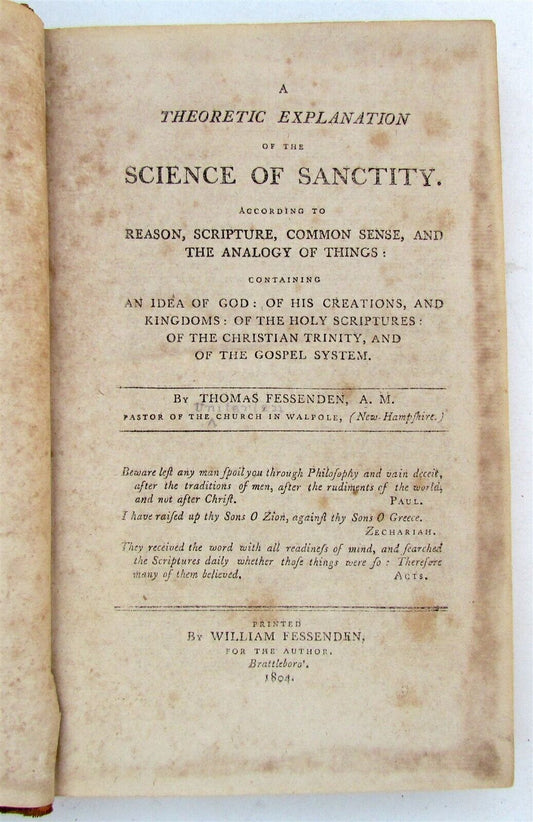 1804 SCIENCE of SANCTITY by THOMAS FESSENDEN antique AMERICANA