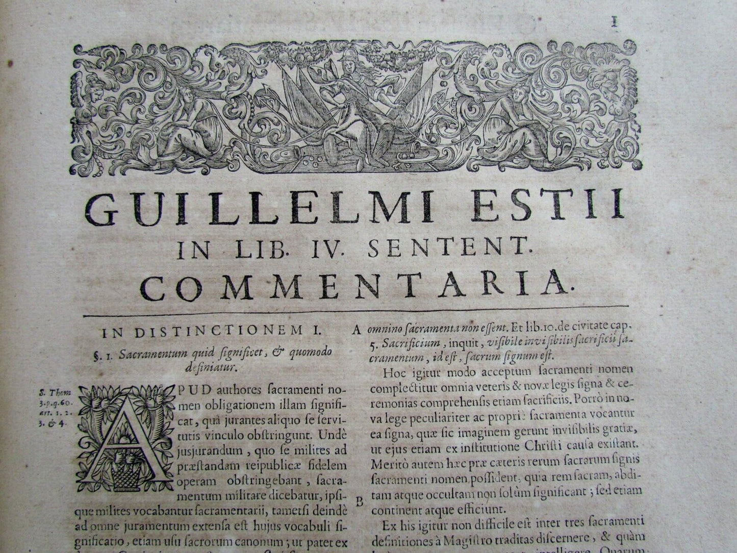 1680 2 volumes ANTIQUE VELLUM BOUND FOLIOS Guillelmi Estii Commentaria