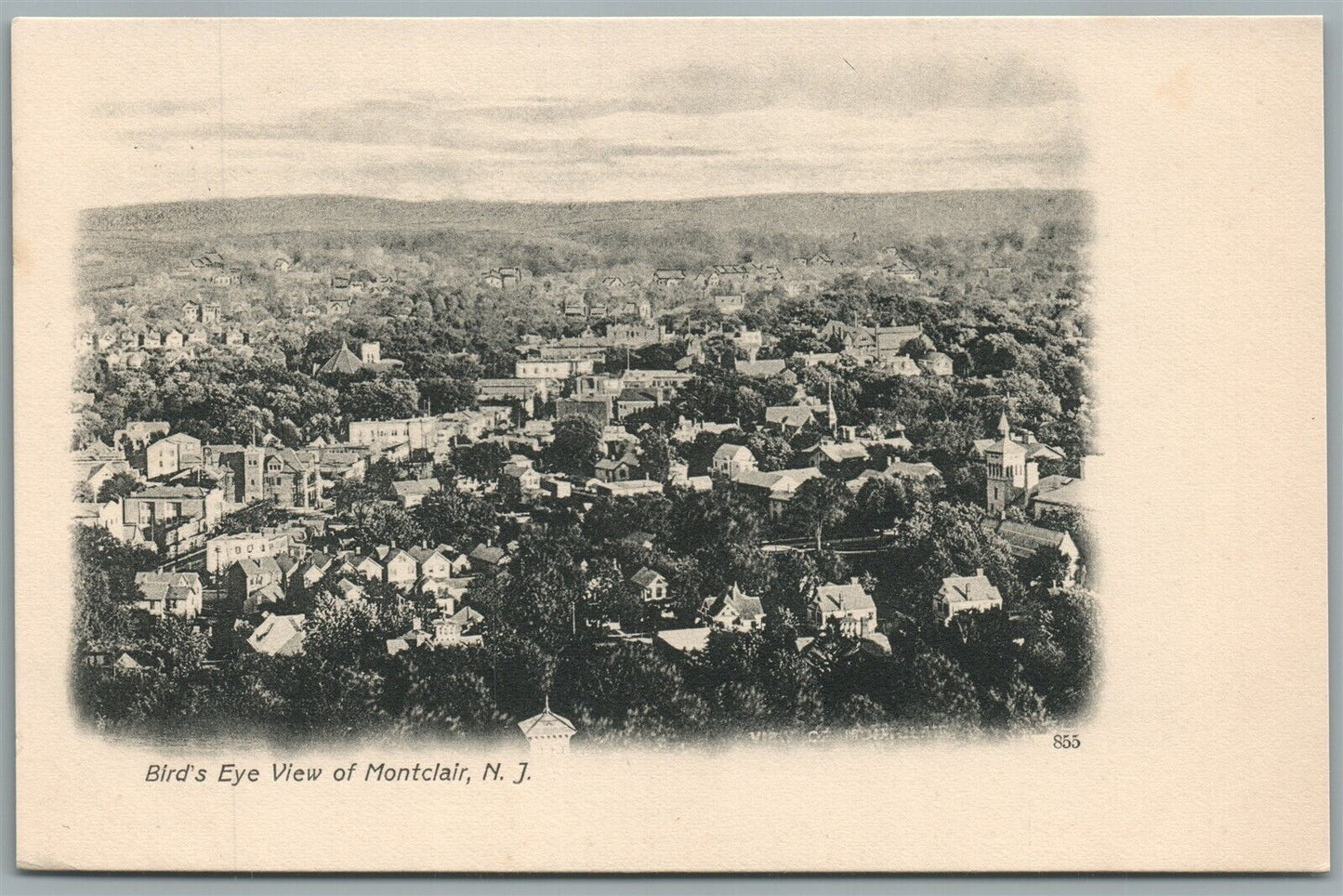 MONTCLAIR NJ BIRDS EYE VIEW ANTIQUE POSTCARD