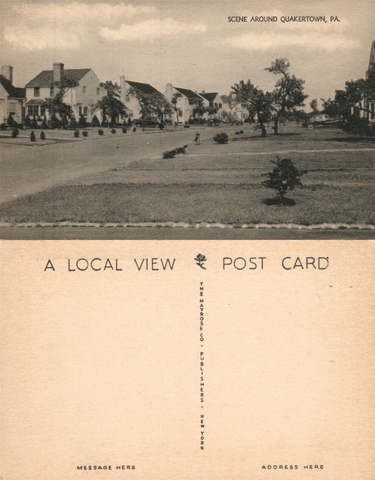 QUAKERTOWN BUCKS COUNTY PA VINTAGE POSTCARD