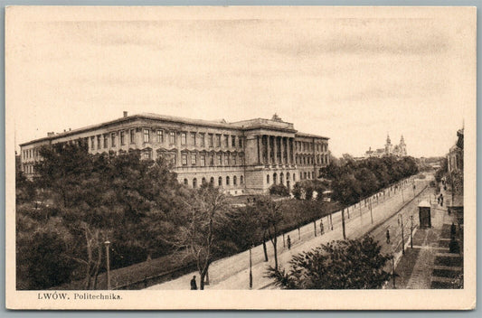 LWOW LEMBERG POLAND UKRAINE POLITECHNIKA ANTIQUE POSTCARD