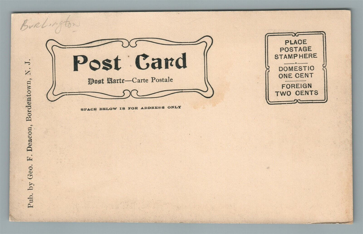 BORDENTOWN NJ FARNSWORTH AVENUE TROLLEY ANTIQUE POSTCARD