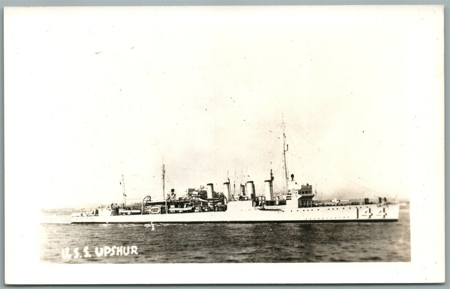 MILITARY SHIP USS UPSHUR VINTAGE REAL PHOTO POSTCARD RPPC