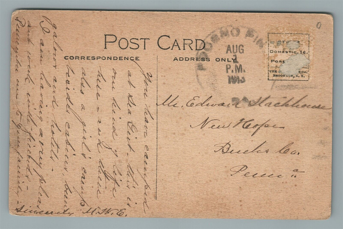 POCONO PINES PA TENT VIEW ANTIQUE POSTCARD