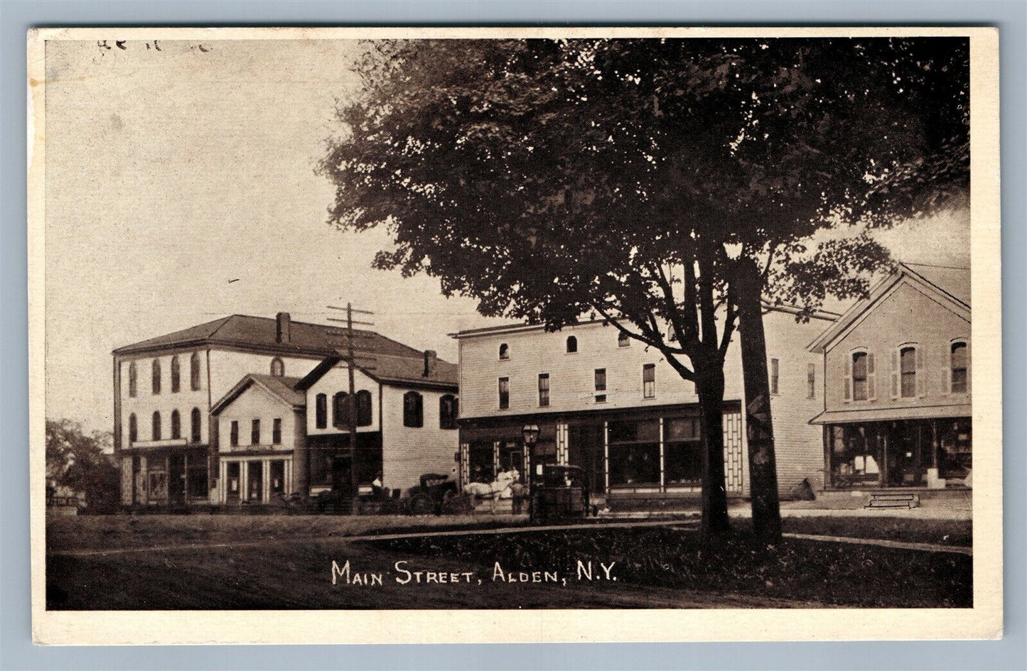 ALDEN NY MAIN STREET 1909 ANTIQUE POSTCARD