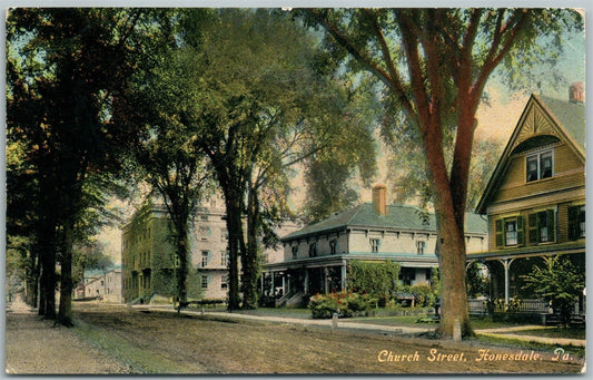 HONESDALE PA CHURCH STREET 1911 ANTIQUE POSTCARD