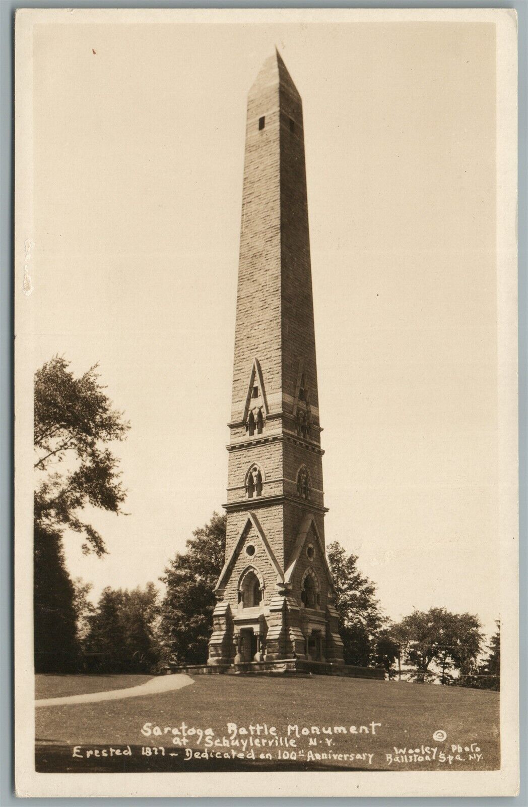 SCHUYLERVILLE NY SARATOGA BATTLE MONUMENT ANTIQUE REAL PHOTO POSTCARD RPPC