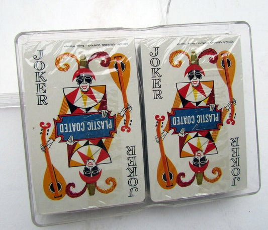 DOUBLE DECK PLAYING CARDS w/ BOX - CHINESE & JAPANESE PORCELAIN BACK - SEALED