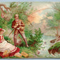 FISHING COUPLE SPOOL COTTON ANTIQUE ADVERTISING VICTORIAN TRADE CARD CALENDAR