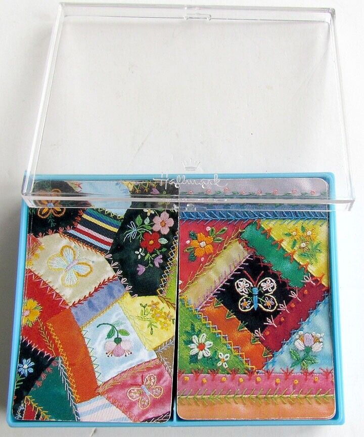 LOT OF 2  PLAYING CARDS DOUBLE DECKS - HALLMARK PATCHWARK & BIRDS BACK