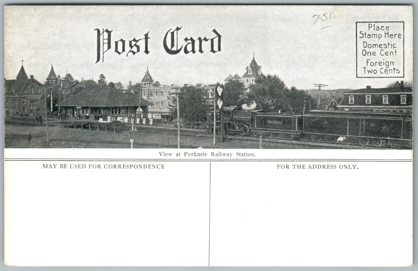 DEEP RUN & PERKASIE BUCKS CO PA MEETING HOUSE RAILWAY STATION ANTIQUE POSTCARD