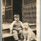 LITTLE BOY w/ DOG ANTIQUE REAL PHOTO POSTCARD RPPC