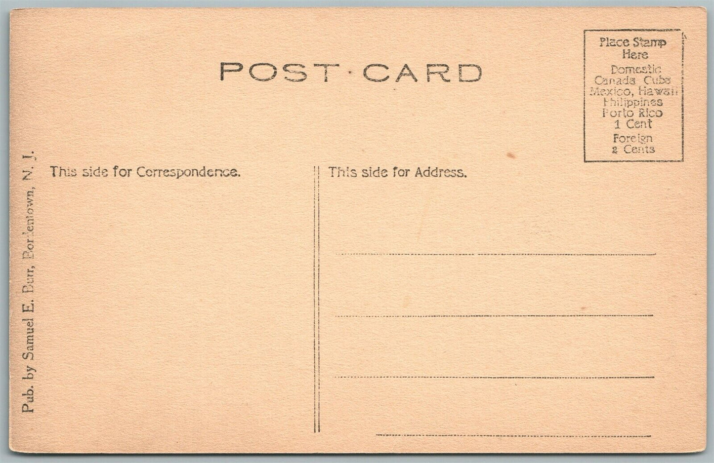 BORDENTOWN NJ BAPTIST CHURCH ANTIQUE POSTCARD