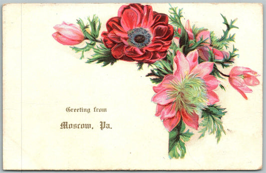 MOSCOW PA GREETINGS 1907 ANTIQUE POSTCARD