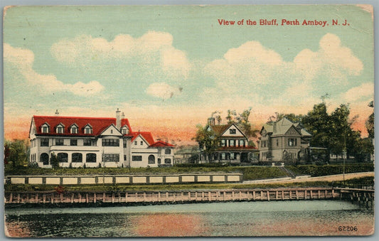 PERTH AMBOY NJ VIEW OF BLUFF ANTIQUE POSTCARD