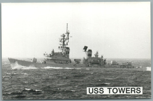 MILITARY SHIP USS TOWERS VINTAGE REAL PHOTO POSTCARD RPPC